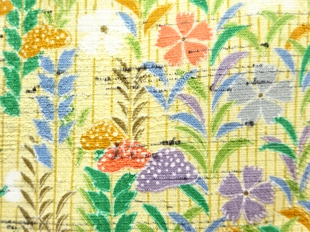  秋草模様単衣着物